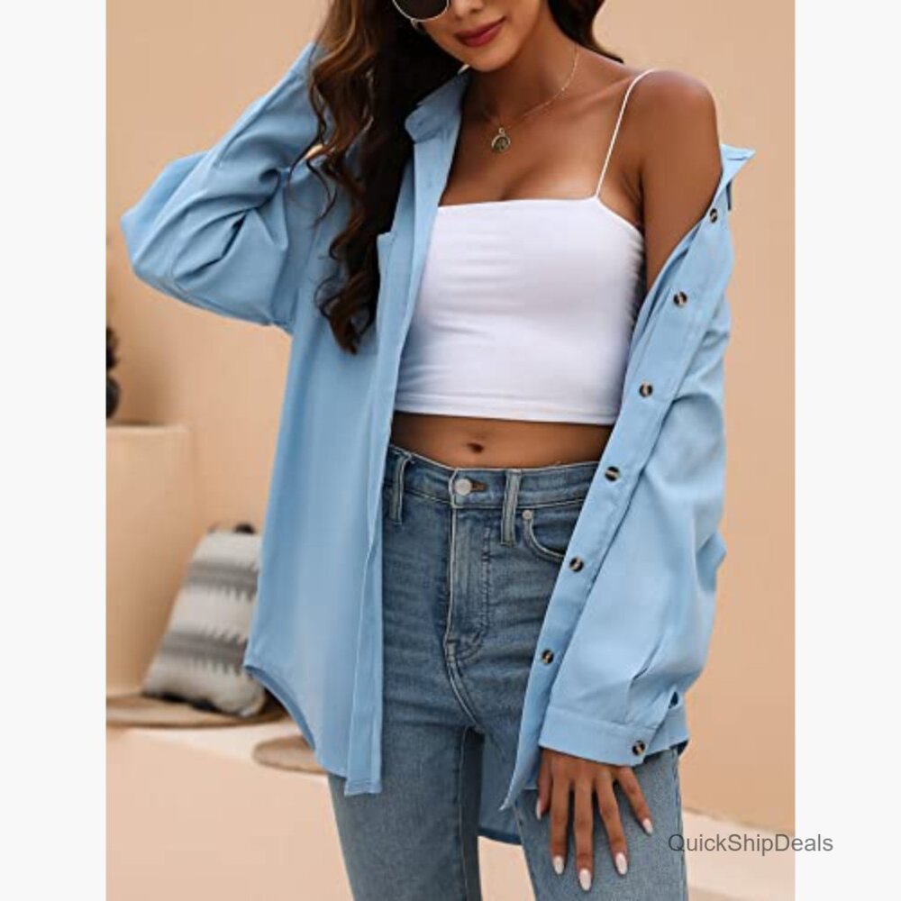 Polyester Spandex Button Down Shirt Long Sleeve B… - image 2